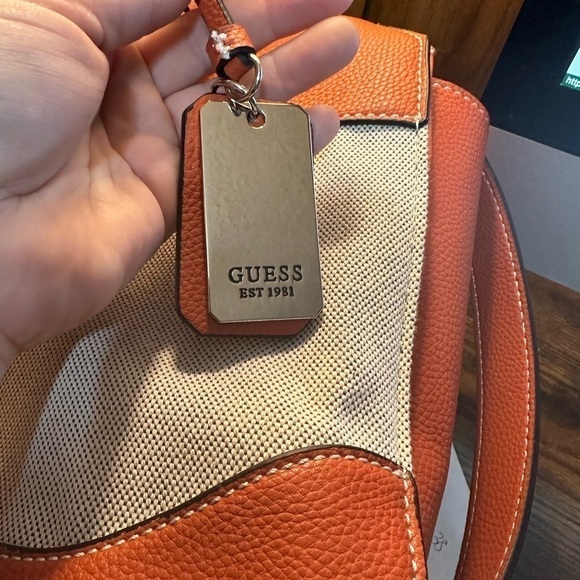 Guess Orange Satchel Top Handle Purse - Picture 6 of 16